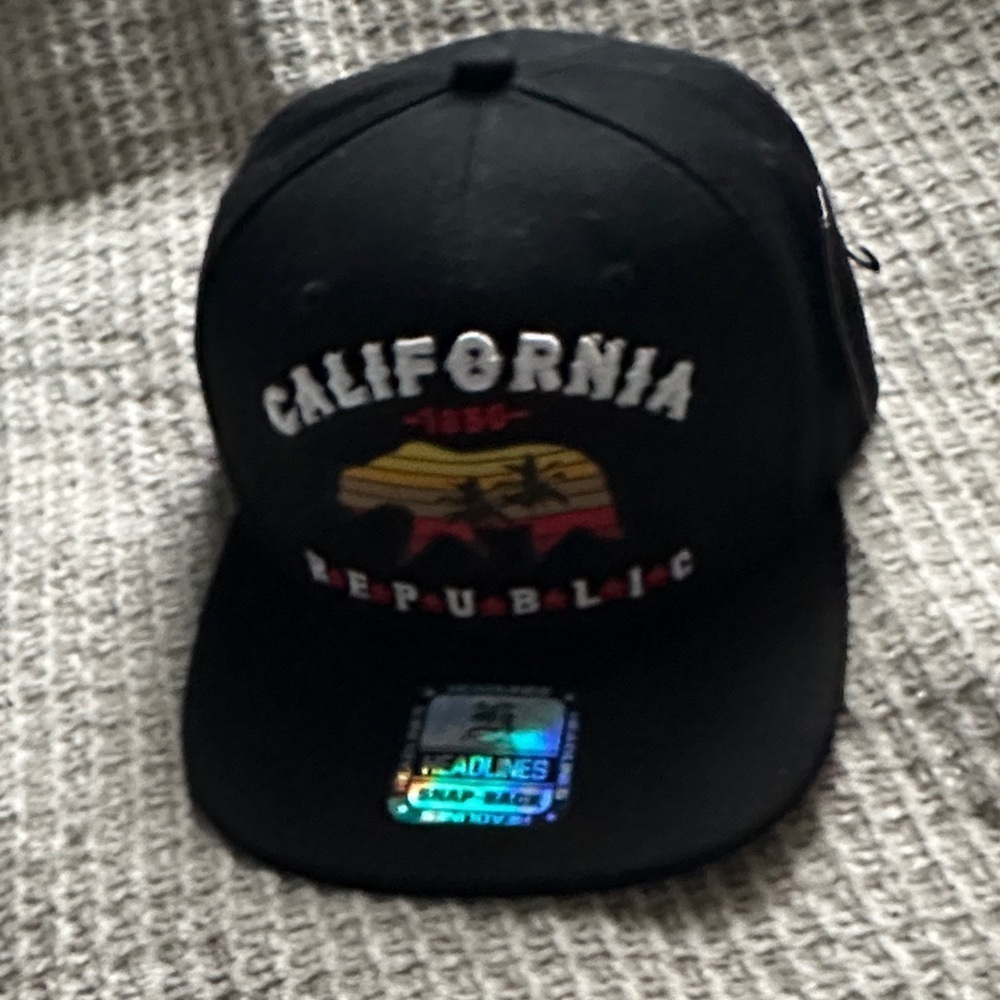 California Republic Black Snapback Hat